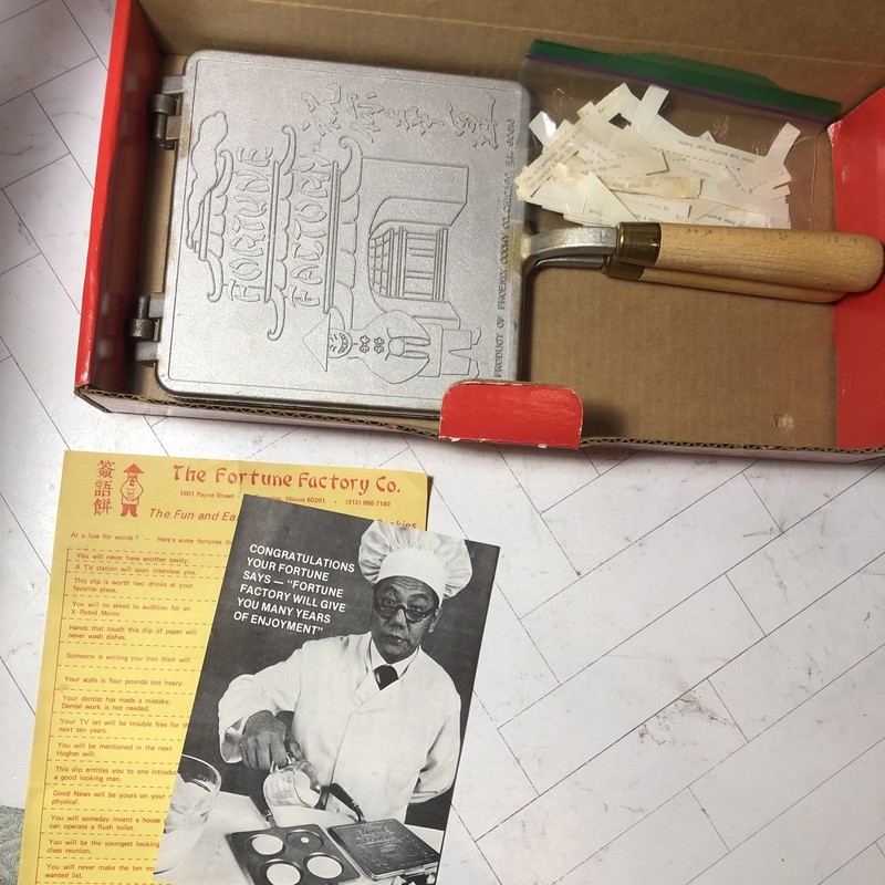Fortune Factory Fortune Cookie Maker Press Aluminum Vintage #76 Works Well w Box gallery