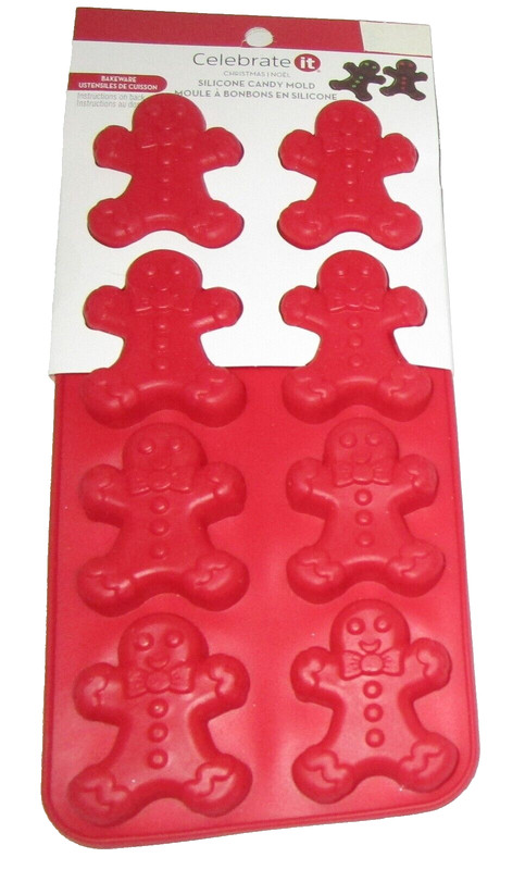 CHRISTMAS Silicone Baking Mold ~GINGERBREAD MEN ~8 Cavities ~ Red