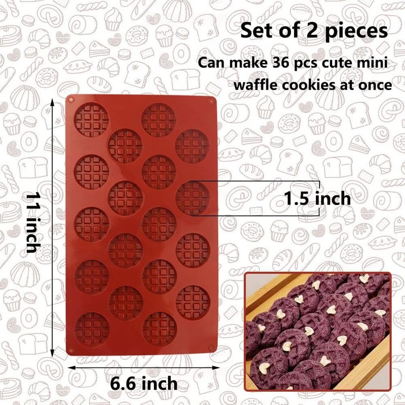 Silicone Waffle Mold Set, Round Waffle Mould DIY Round Biscuit Chocolate Mold gallery