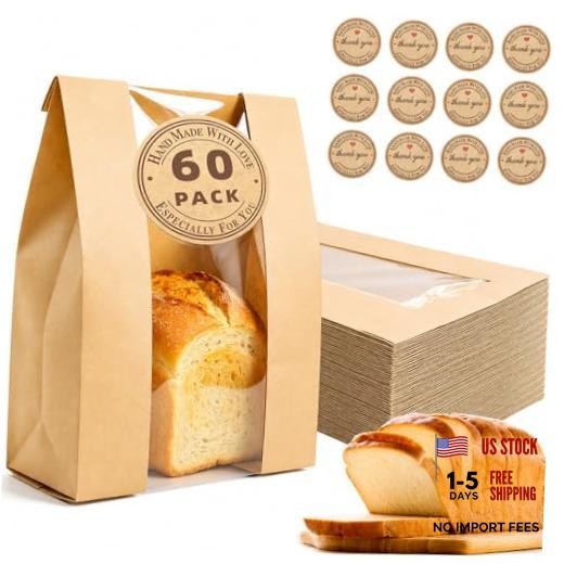 Homrelaxypcs Paper Bread Bags for Homemade Bread, Sourdough Bags with 60