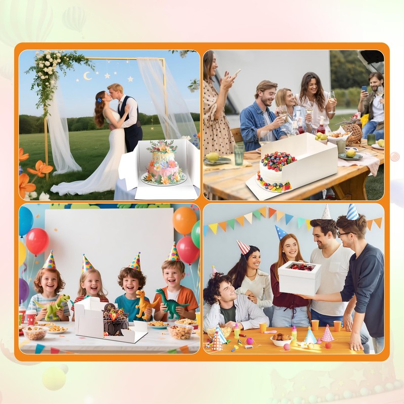 15pcs Cake Boxes, 10x10x8 Inch Cake Box With Viewing Window and Cake Board an... gallery