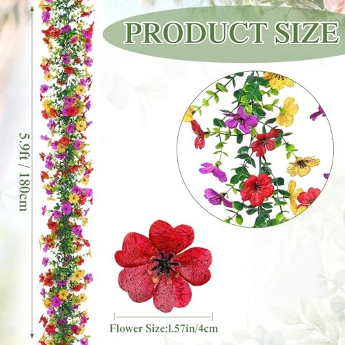 2 Pack Artificial Daisy Flower Garland,5.9FT UV 2PCS Red Yellow Purple gallery