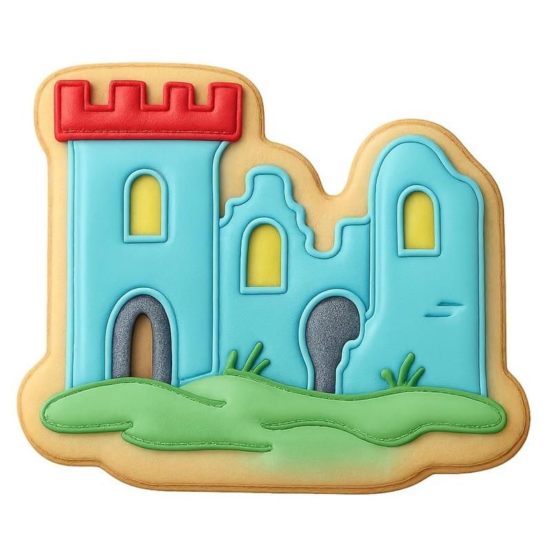 Decaying Castle Ruins Cookie Cutter & Stamp, Fondant & Clay - 4x3.4 gallery