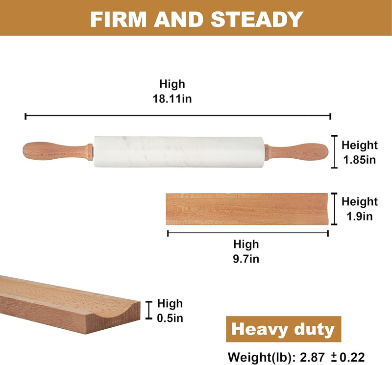 Koville Marble Rolling Pin, Non-Stick African Stone Polished Dough Roller, Pasta gallery