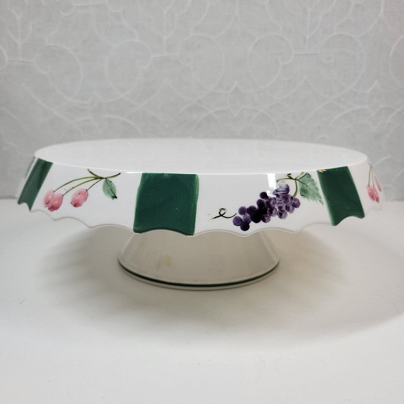 Vintage Cake Plate Stand Pedelstal 11″ White Ceramic Footed Fruit Dish Display