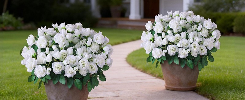 2 Set of Artificial Rose iary Trees - Faux Silk Flower Potted gallery