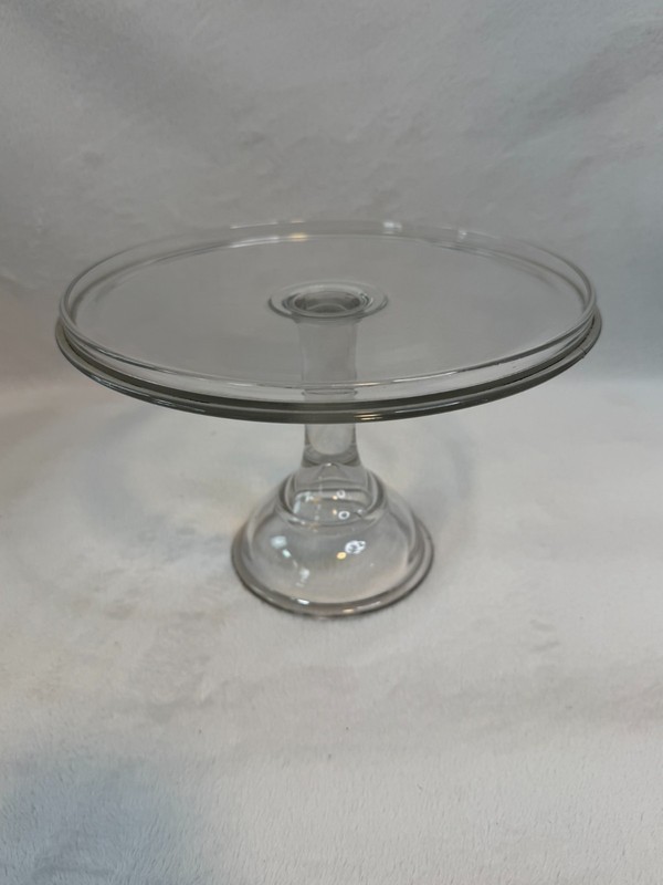 Clear Glass Pedestal Cake Stand Round Raised Plate Display Server gallery