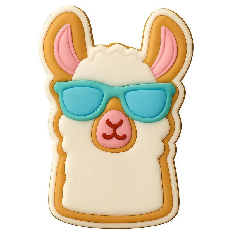 Llama with Sunglasses Cookie Cutter & Stamp, Fondant & Clay - 2.6x4 gallery