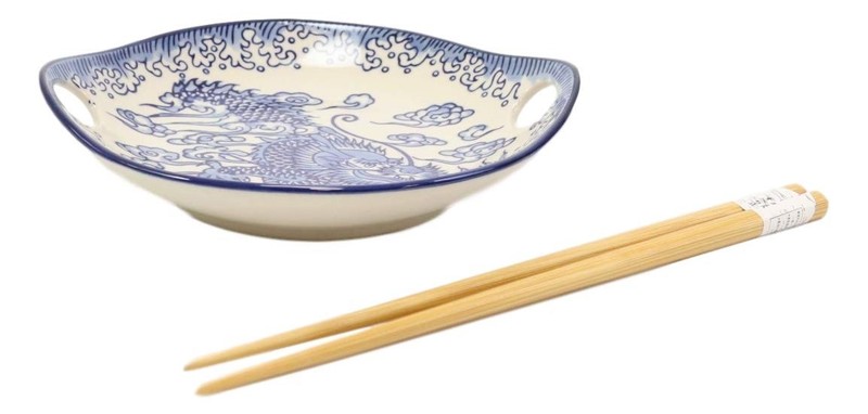 Ebros Blue White Ming Nine Dragons Dragon King Appetizer 7"X6.5", Multicolor gallery