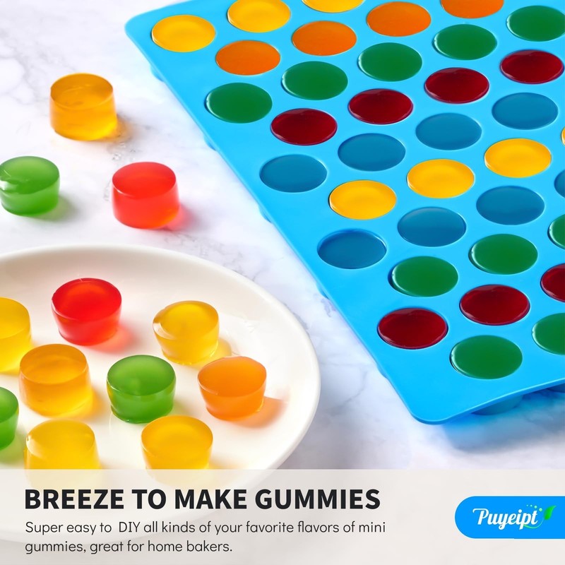 4 PCS Silicone Gummy Candy Molds, 55 Cavities Non-Stick Round Molds for Small Ha gallery
