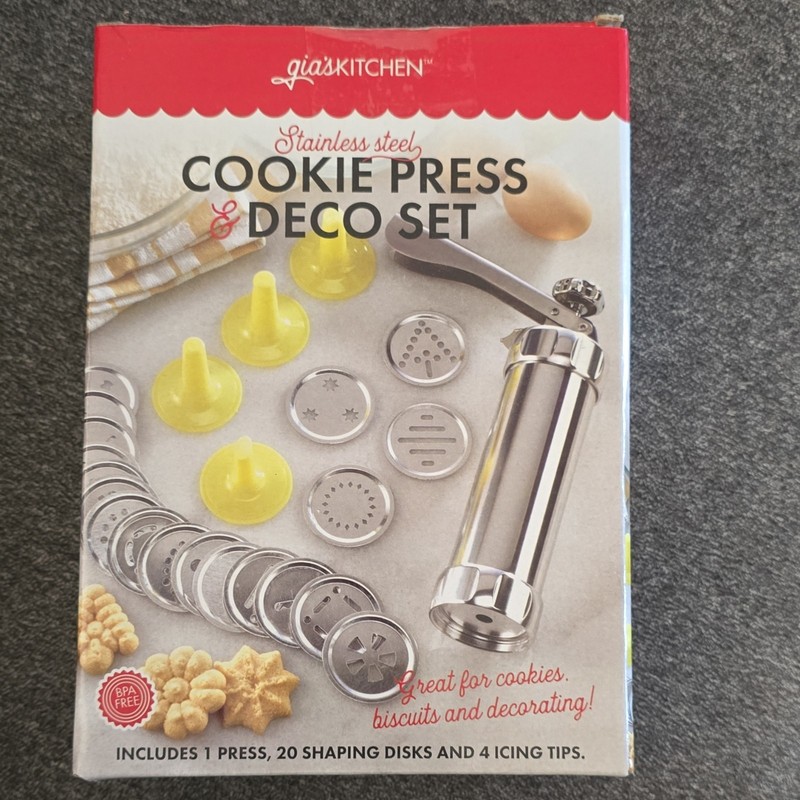 Gia’s Kitchen 25pc Stainless Steel Cookie Press Set BPA Free MPN 12037