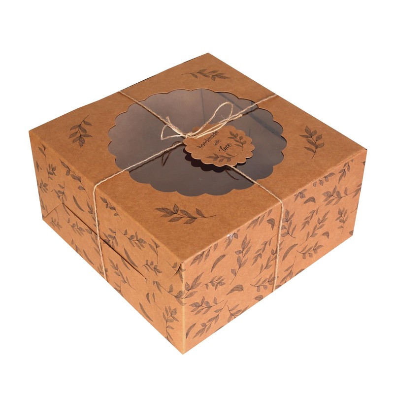 Kraft Cake Boxes with Window (10pcs) – Brown Bakery Boxes for Cakes, Donuts, …