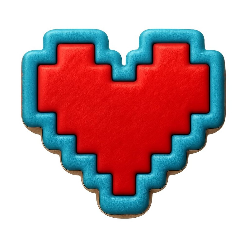 Y2K Nostalgia: Pixel Heart Cookie Cutter & Stamp, Fondant & Clay - 4x3.7 gallery