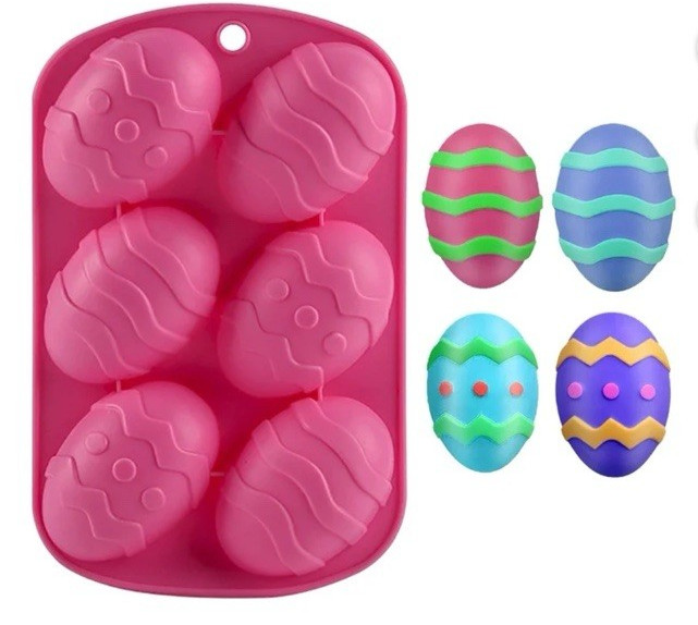 New 6 Easter Egg Jumbo Cupcake Mold Silicone, Jello & Chocolate Mold. Set of 2 gallery