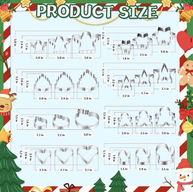 KULENAND Christmas Cookie Cutters Set 24 Pc Holiday Baking Shapes NIB gallery