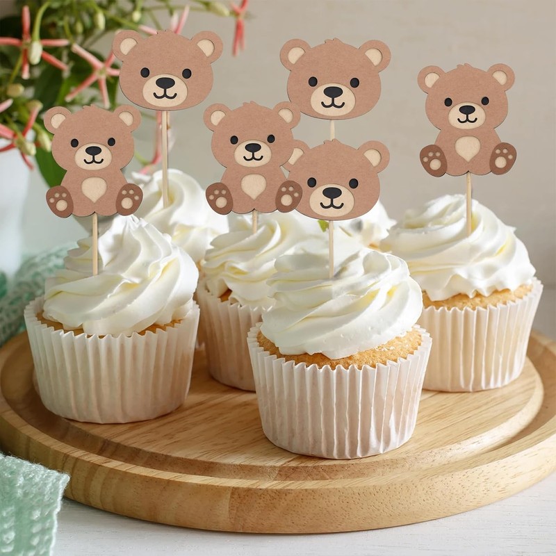 Beary First Birthday Cupcake Toppers – Bear 1st Birthday Decorations,Bear Theme