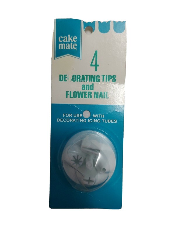 Vintage New In Package McCormick Cake Mate 4 Decorating Tips & Flower Nail