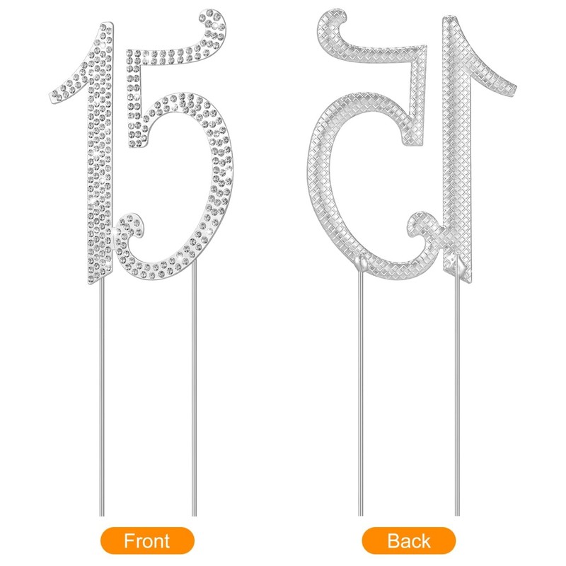 ABOOFAN Sweet 15 Cake Topper Happy 15th Birthday Medium, Silver gallery