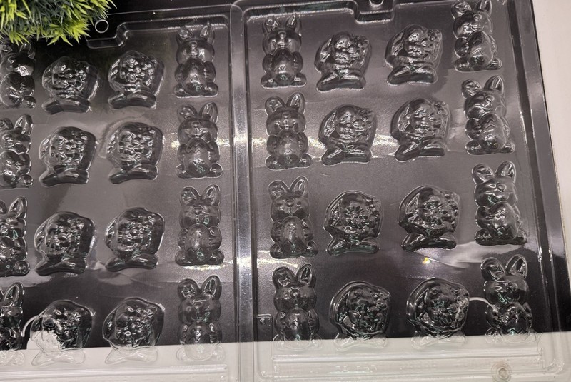 Easter Spring Bunny Rabbit Eggs Chocolate Candy Molds Plastic Trays Lot Of 2
