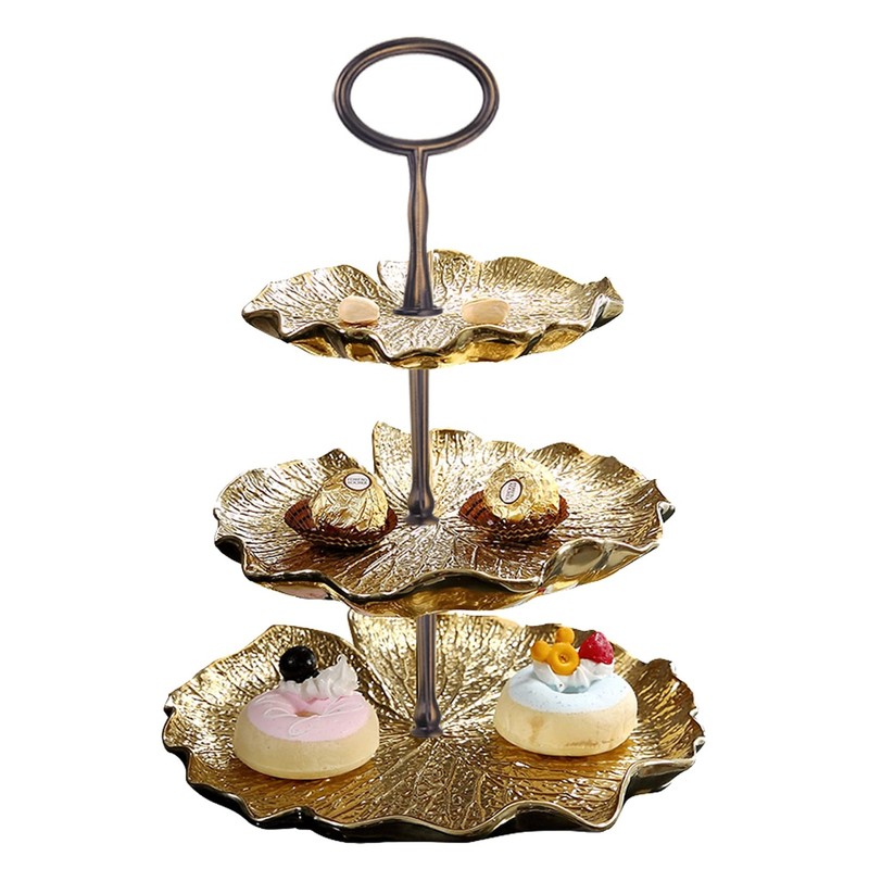 15 Inches 3-Tier Cupcake Retro Golden Stand Hardware Fitting, Metal Mold Oval... gallery