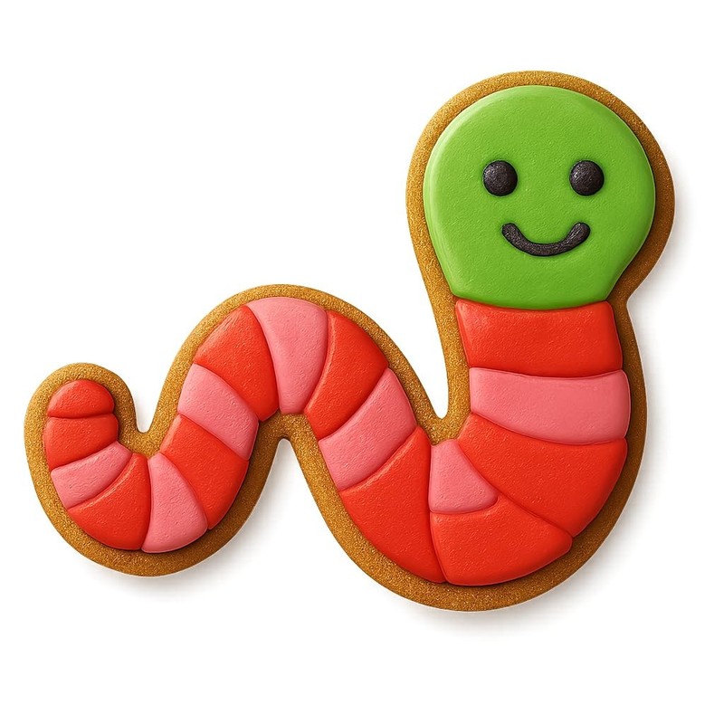 Wiggly Worm Cookie Cutter - 4x3.2" Fun Baking Kids Party Design gallery