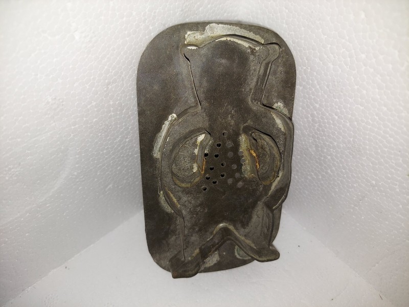 Antique Primitive Hand Made Soldered Tin Metal Cookie Cutter Bear