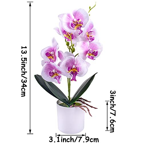 Artificial Orchid Flowers, 2 Pieces Potted Orchid Flowers Fake Orchids Purple gallery