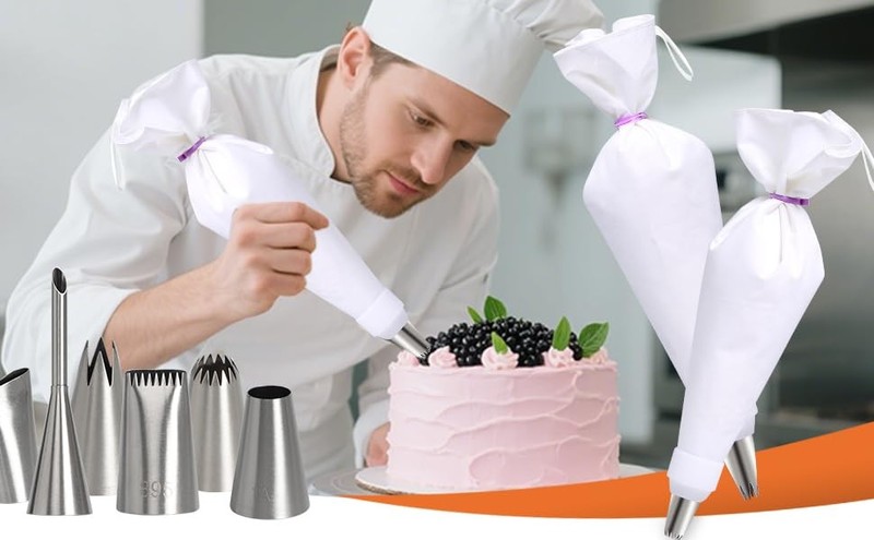 Piping Bags and Tips Set, Frosting Piping Kit for Baking with Pastry Bags and gallery