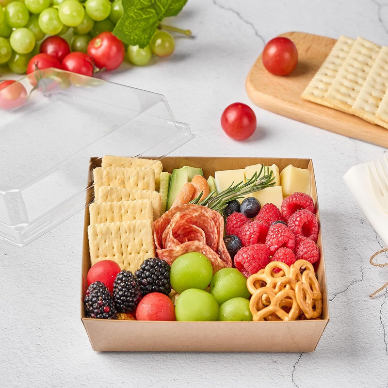 7 X 7 Inch Large Charcuterie Boxes with Clear Lids, 40 Pack Disposable Square Kr gallery
