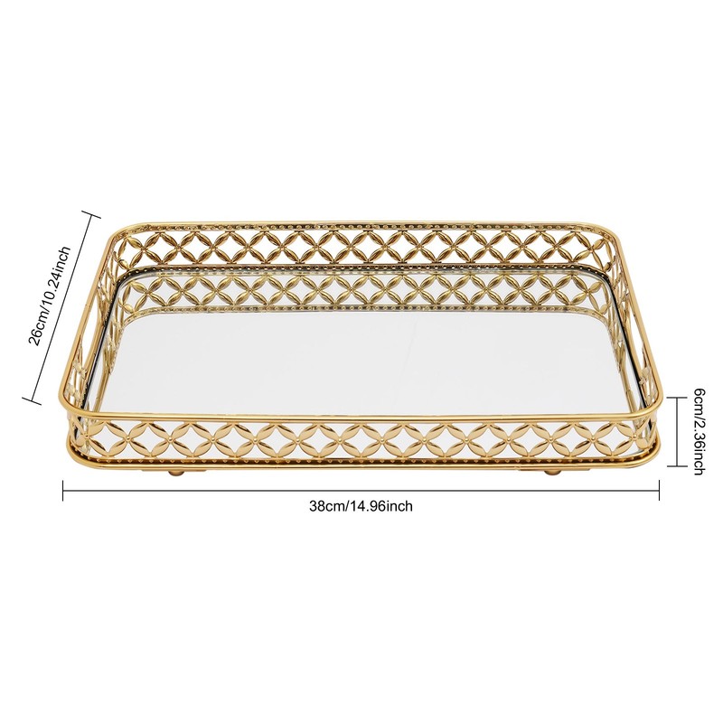Decorative Tray Mirror Tray Decoration Tray with Handles Mirrored Vanity Tray gallery