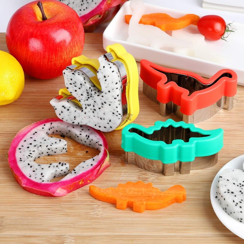 8pcs Dinosaur Cookie cutters,Stainless Steel Sandwich Cutters colourful gallery