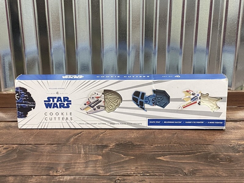 WILLIAMS SONOMA Star Wars Cookie Cutters Set of 4 Death Star Millennium Falcon +