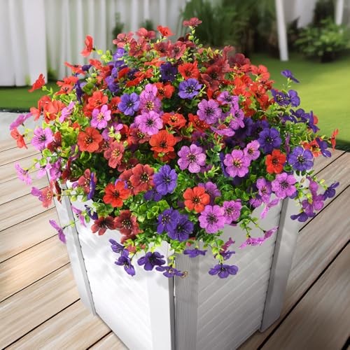 Artificial Fake Flowers Plants Outdoors Deep Purple+light Purple+red+brown