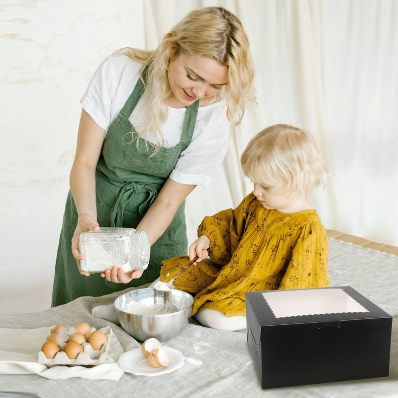 20Pcs Black Cake Boxes with Window 10x10x5 Inches Bakery Container Pastries gallery