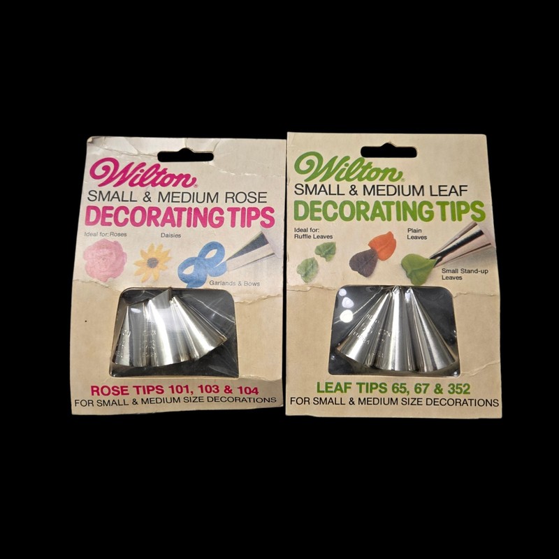 Vintage Wilton Cake Decorating Tips Lot NIP Rose Leaf Decorating Tips 1981