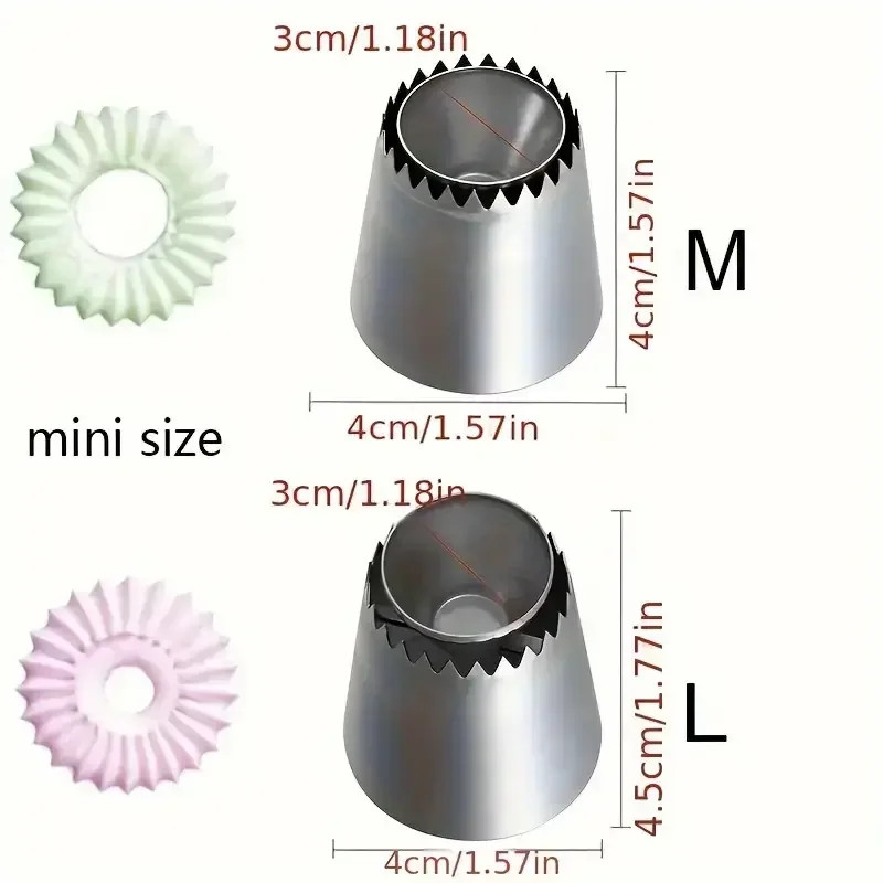 2Pcs Large Stainless Steel Cake Decorating Nozzle-Russian Icing Nozzle for Cakes