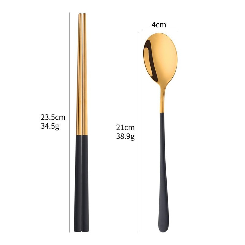 TEAHA Reusable Korean Chopstick and Spoon Set,4 Sets Long Handle Stainless St... gallery