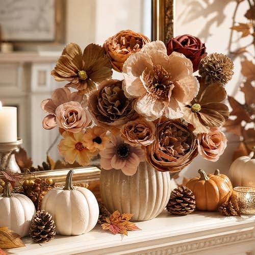 Artificial Flowers Heads Coffee Mini Silk Flowers Small Fake Rose Coffee-2 gallery