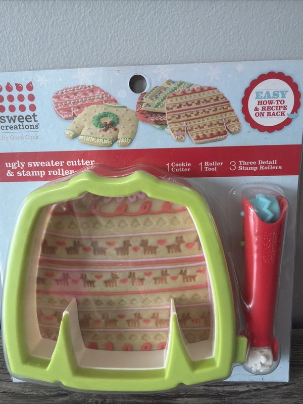 Sweet Creations Christmas Ugly Sweater Cookie Cutter & Stamp Roller 5.5" NEW gallery