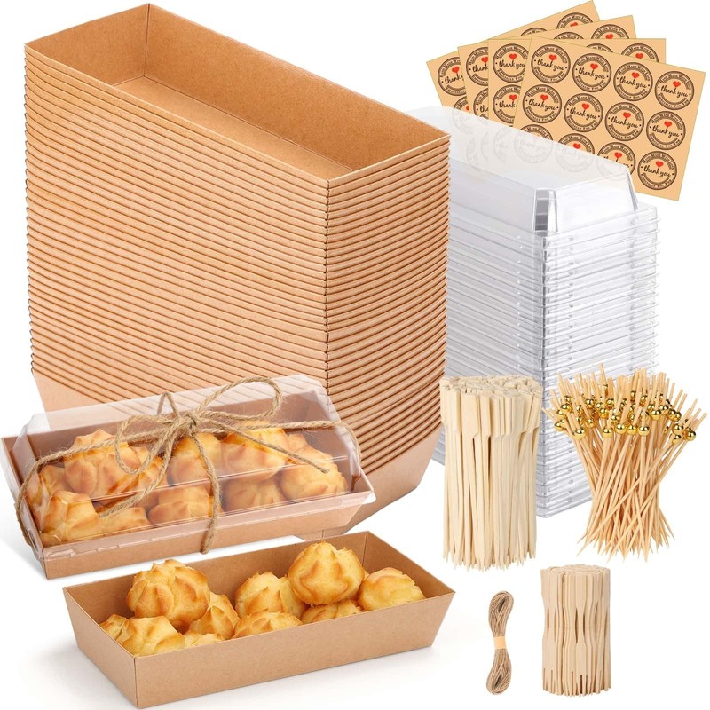 40 Pack Charcuterie Boxes with Clear Lids, 150 Pcs Cocktail Picks, Small Char…
