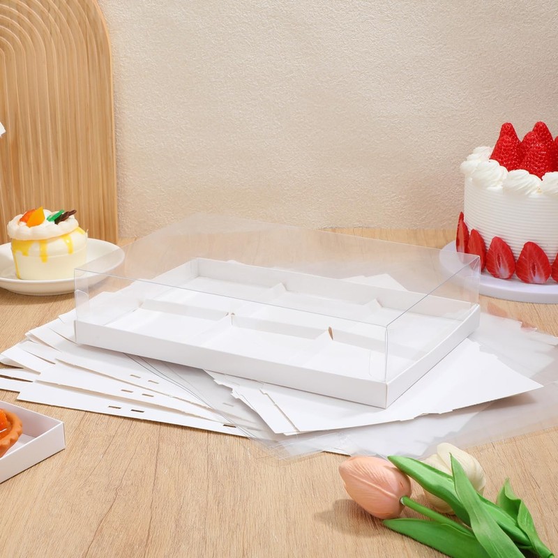 Boxes Dessert Box Divided Snack Cupcake Chocolate Packing Clear White 5 PCS gallery