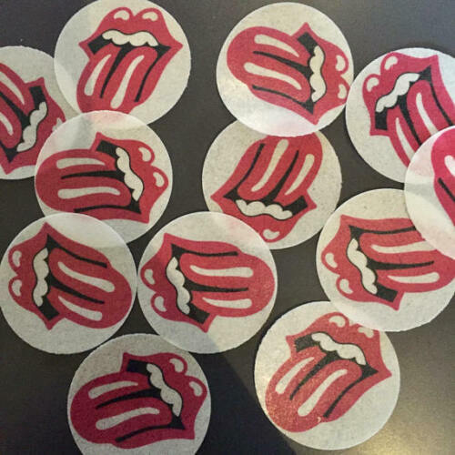 12 Rolling Stones edible paper, cupcake cookie oreo toppers CHOOSE SIZE pre cut gallery