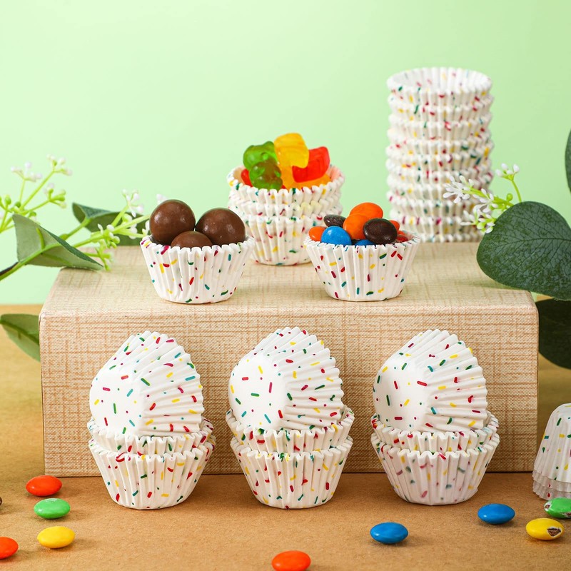 600 Count Icing Design Mini Cupcake Liner Baking Cups, Small Candy White Wrap gallery