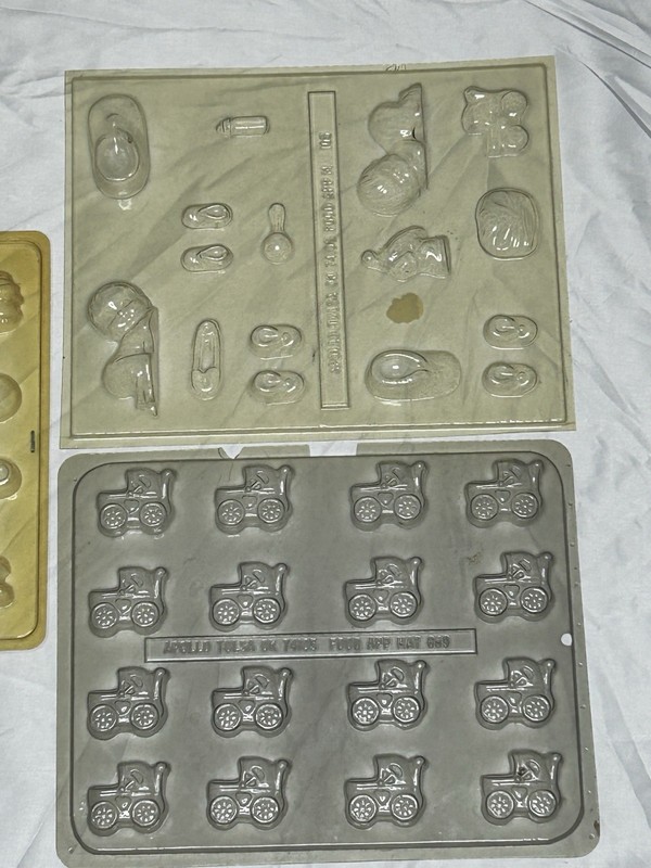 Lot of 5 Vtg Plastic Candy Chocolate Mold Baby Shower Apollo Wilton USA gallery