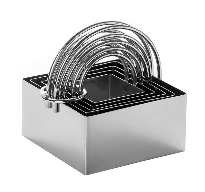 5 Pcs Square Biscuit Cutters with Handle Stainless Steel Circle Cookie Cutters