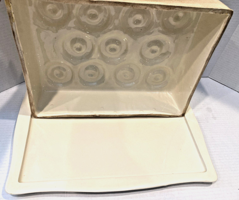 VTG 70s E.S. Molds Pineapple Upside Down Cake Plate /Carrier Ceramic W/ Lid RARE gallery