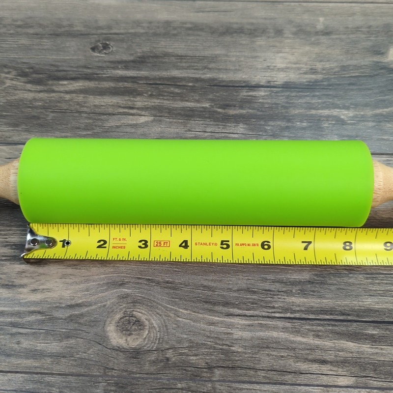 Silicone Rolling Pin Wood Handle Non-stick Dough Roller 8" Neon Green gallery