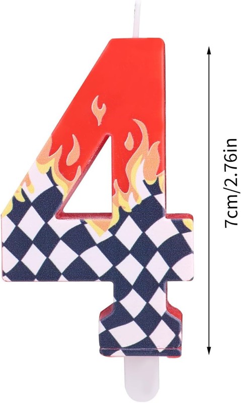 Racing Themed Birthday Number Candle, Black and White Checkered Cake Decorations gallery