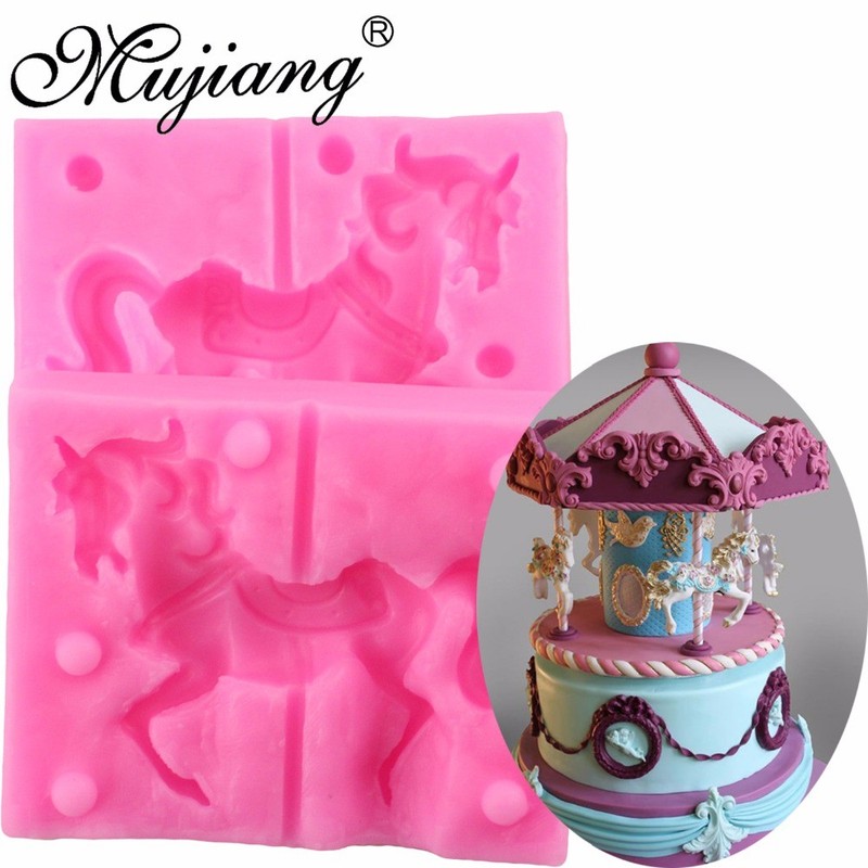 3D Carousel Horse Silicone Candle Mold Soap Fondant Cake Decorating Chocolate
