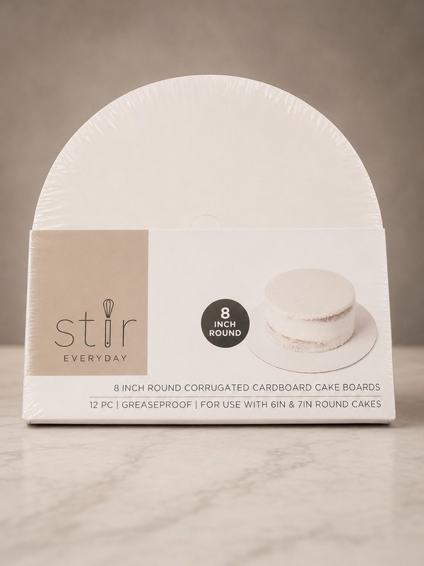 Stir Everyday 8in Round Corrugated Cardboard Cake Boards, Greaseproof, 12 Pack